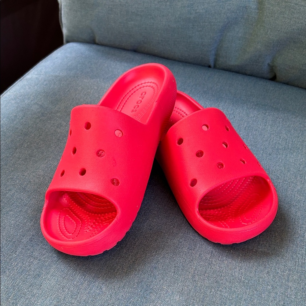 CROCS CLASSIC SLIDE-2 WOMEN’s Bright Red Slide Sandals Sz 8